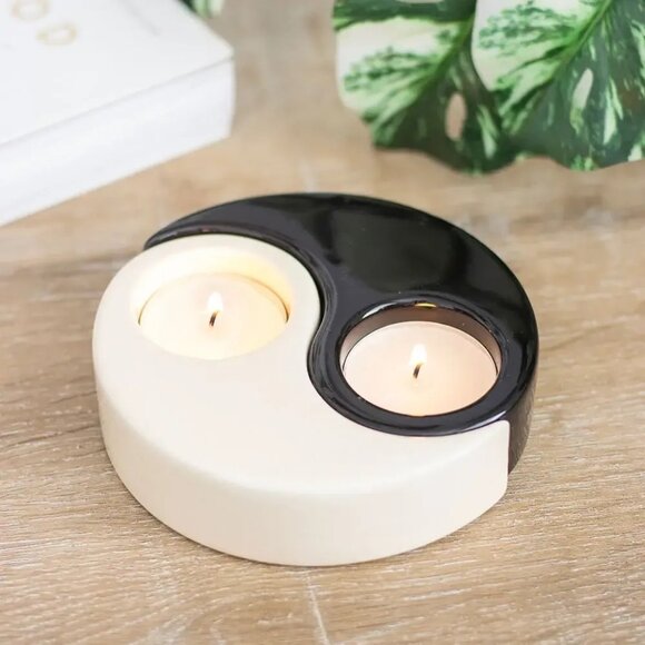 ($10) Yin Yang 2-Piece Tealight Candle Holder - Picture 1 of 6